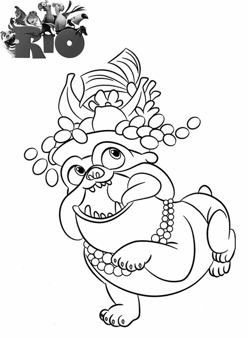 coloriage rio 2 luis le bouledogue